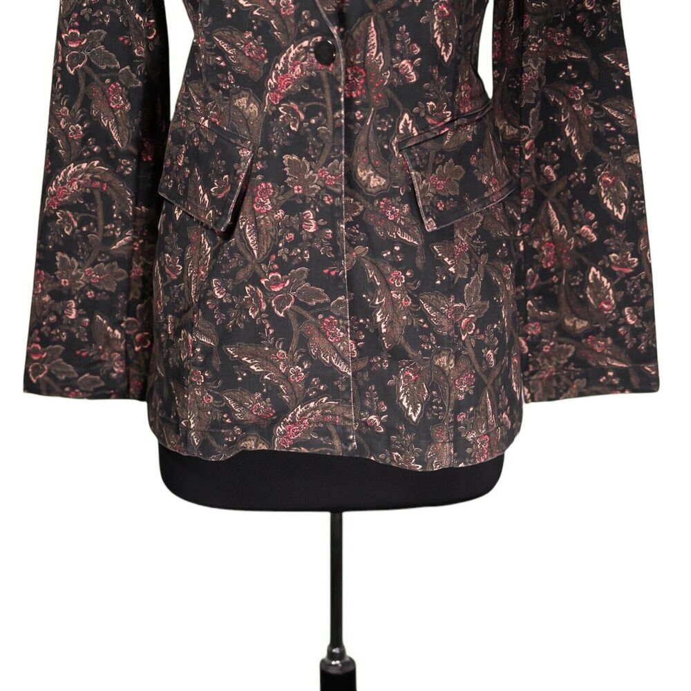 Sam Edelman Women's Margot Blazer Floral Denim One Button Work Suit Jacket S - Picture 6 of 9